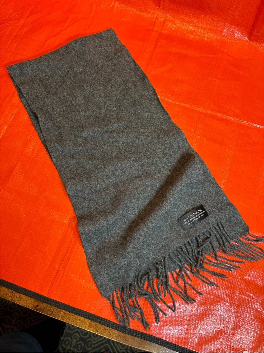 Soft Gray Fringed Scarf - Cashmere